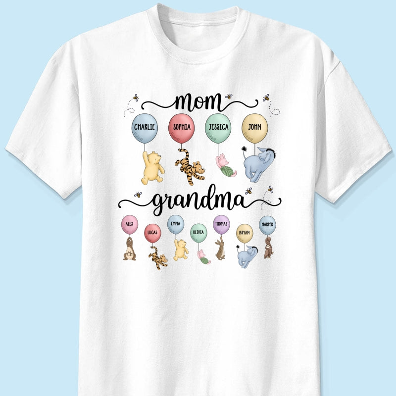 Mom Grandma Cute Characters With Balloons Personalized Shirt Mother‘s Day Gift For Grandma