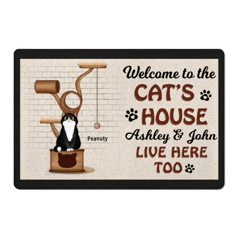 Welcome To The Cats House Cat Tower Personalized Doormat