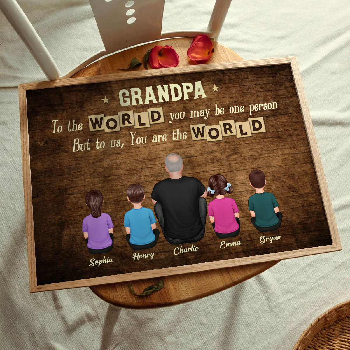 Grandpa To Us You Are The World Personalized Poster, Gift For Grandpa
