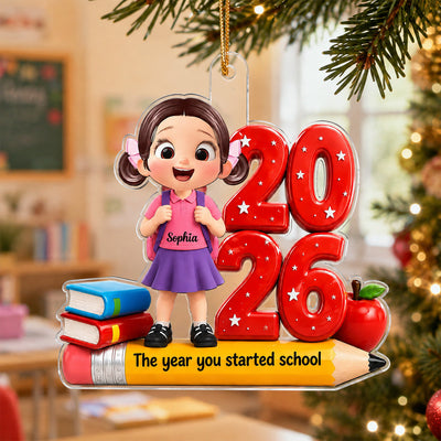 The Year You Started School 2D Flat - Personalized Acrylic Ornament - Christmas Keepsake for Kids