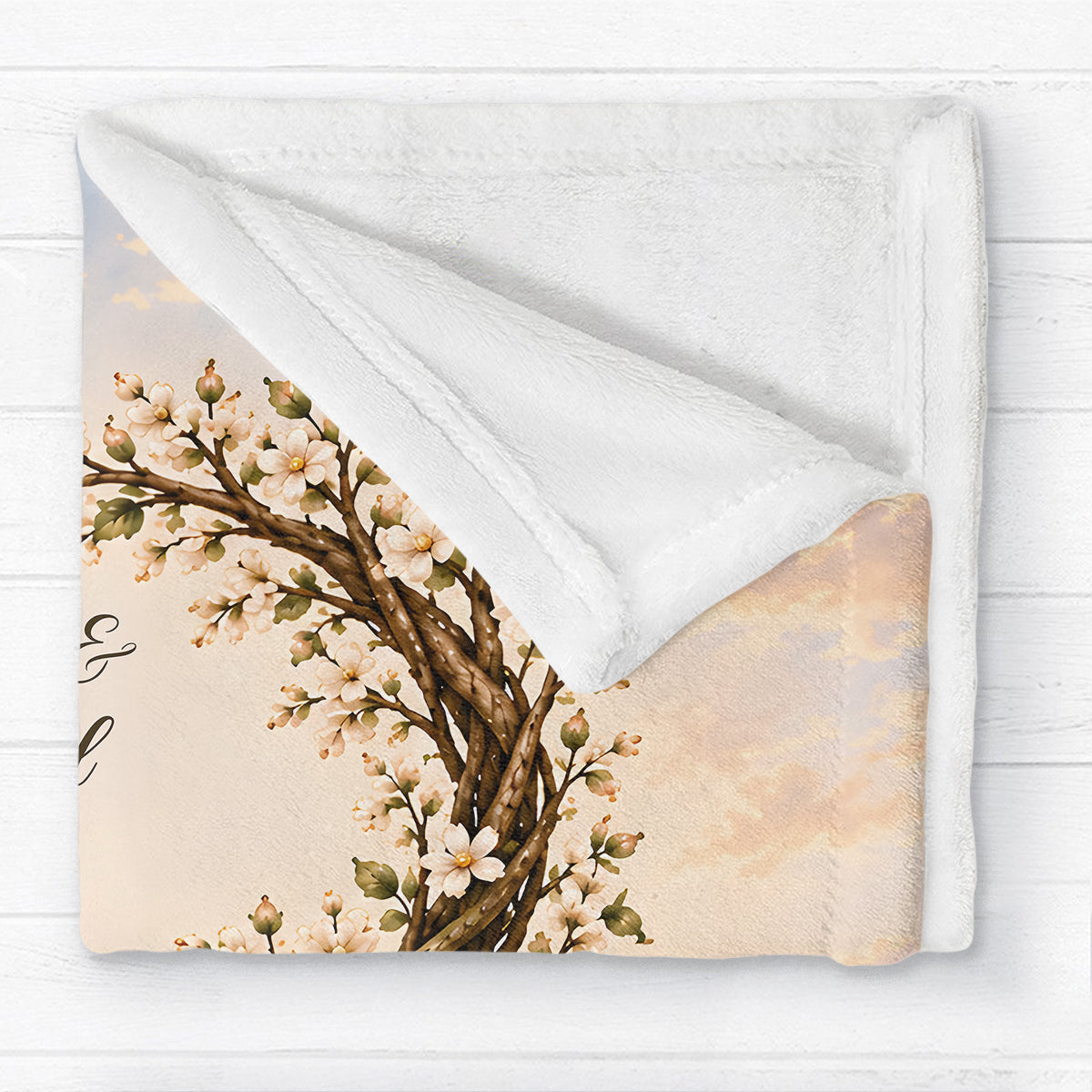 Couple Kissing Under Heart Tree - Personalized Fleece Blanket - Heartfelt Anniversary Christmas Gift for Her, for Him