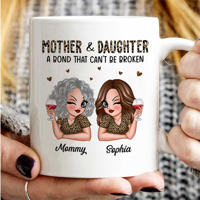 Leopard Pattern Mother Daughter Bond That Can't Be Broken Personalized Mug, Gift For Daughter