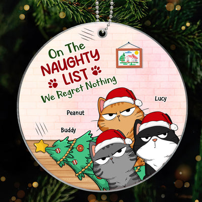 Funny Expression Cats On The Naughty List Personalized Acrylic Ornament