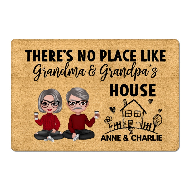 No Place Like Grandparents House Grandma Grandpa Personalized Doormat