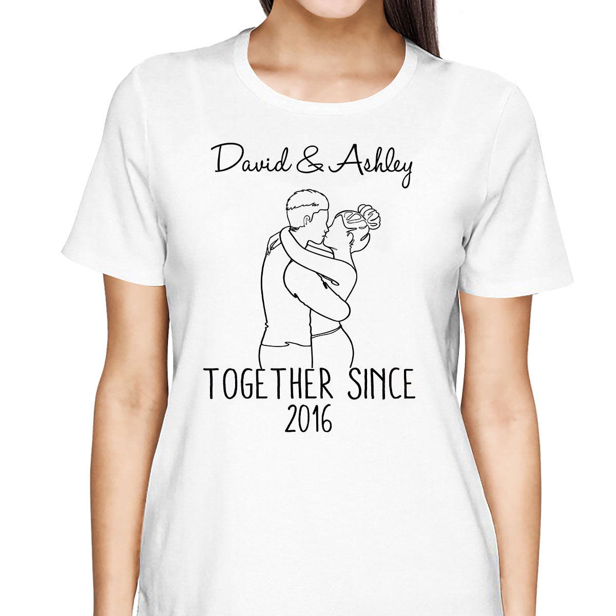 Couple Kissing Outline Valentine‘s Day Gift For Him For Her Personalized Shirt
