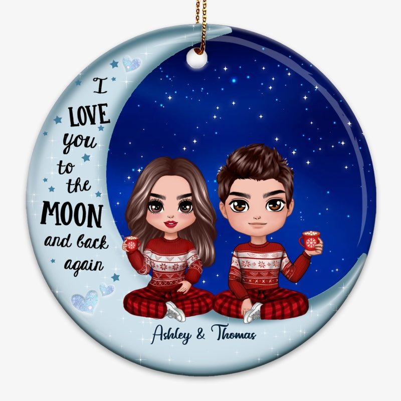 Doll Couple Love To The Moon Personalized Circle Ornament