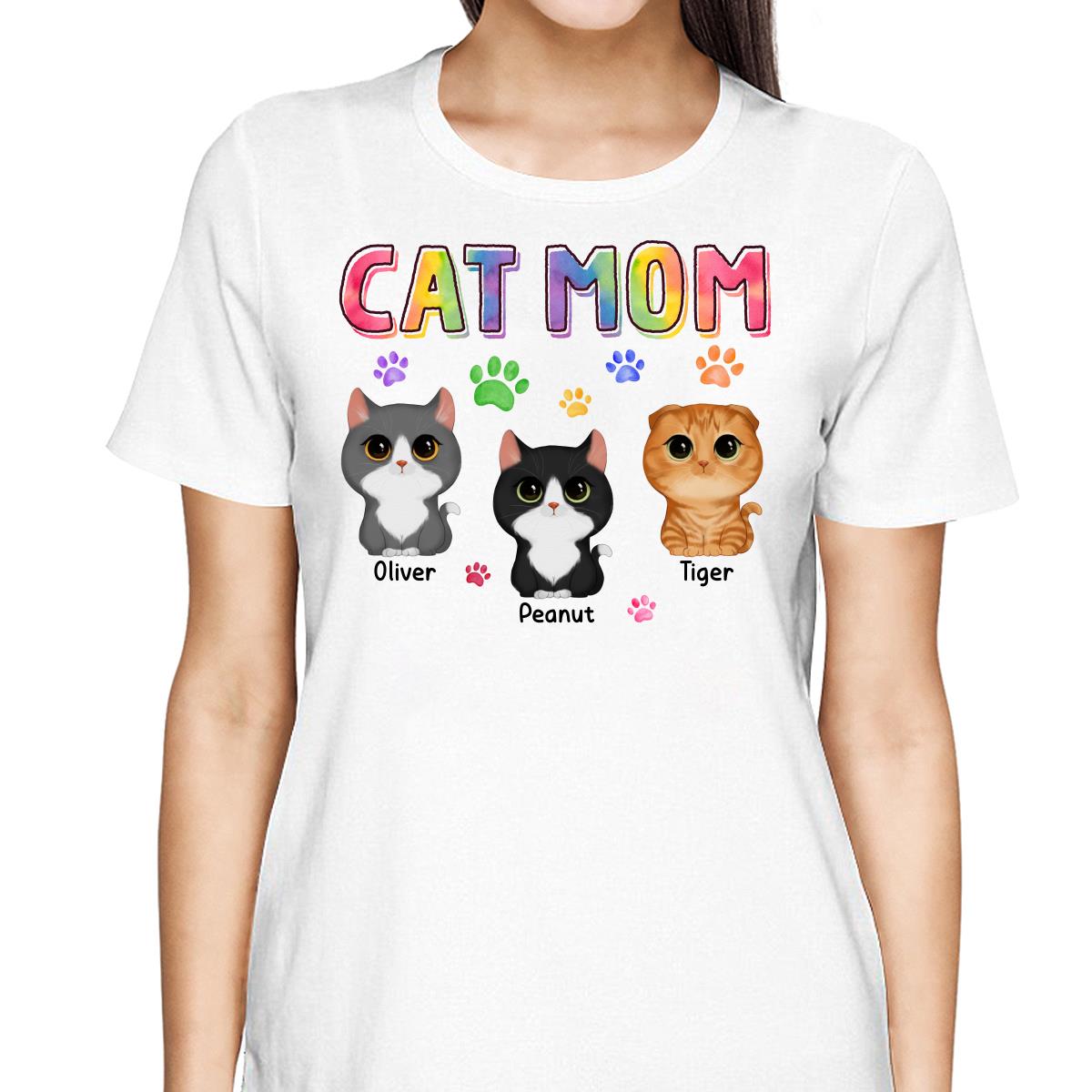 Colorful Paws Watercolor Cute Cats Cat Mom Personalized Shirt