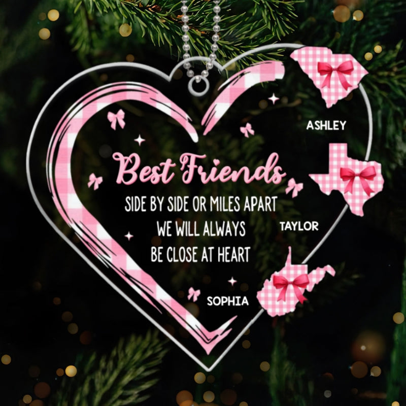 Best Friends Sisters Family Long Distance Coquette Christmas Personalized Acrylic Ornament