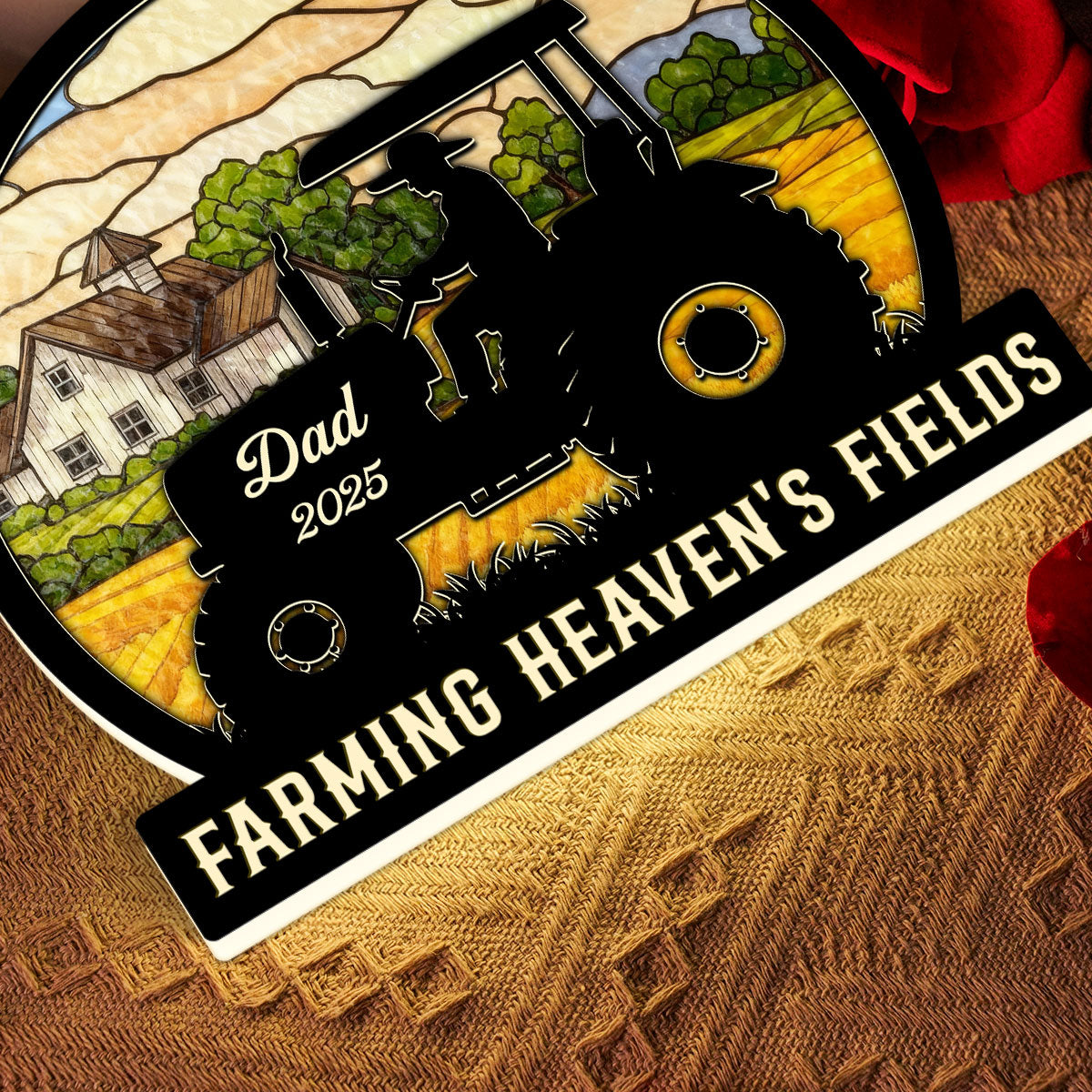 Farming In Heaven Memorial - Personalized Light Box - Memorial Keepsake For Family