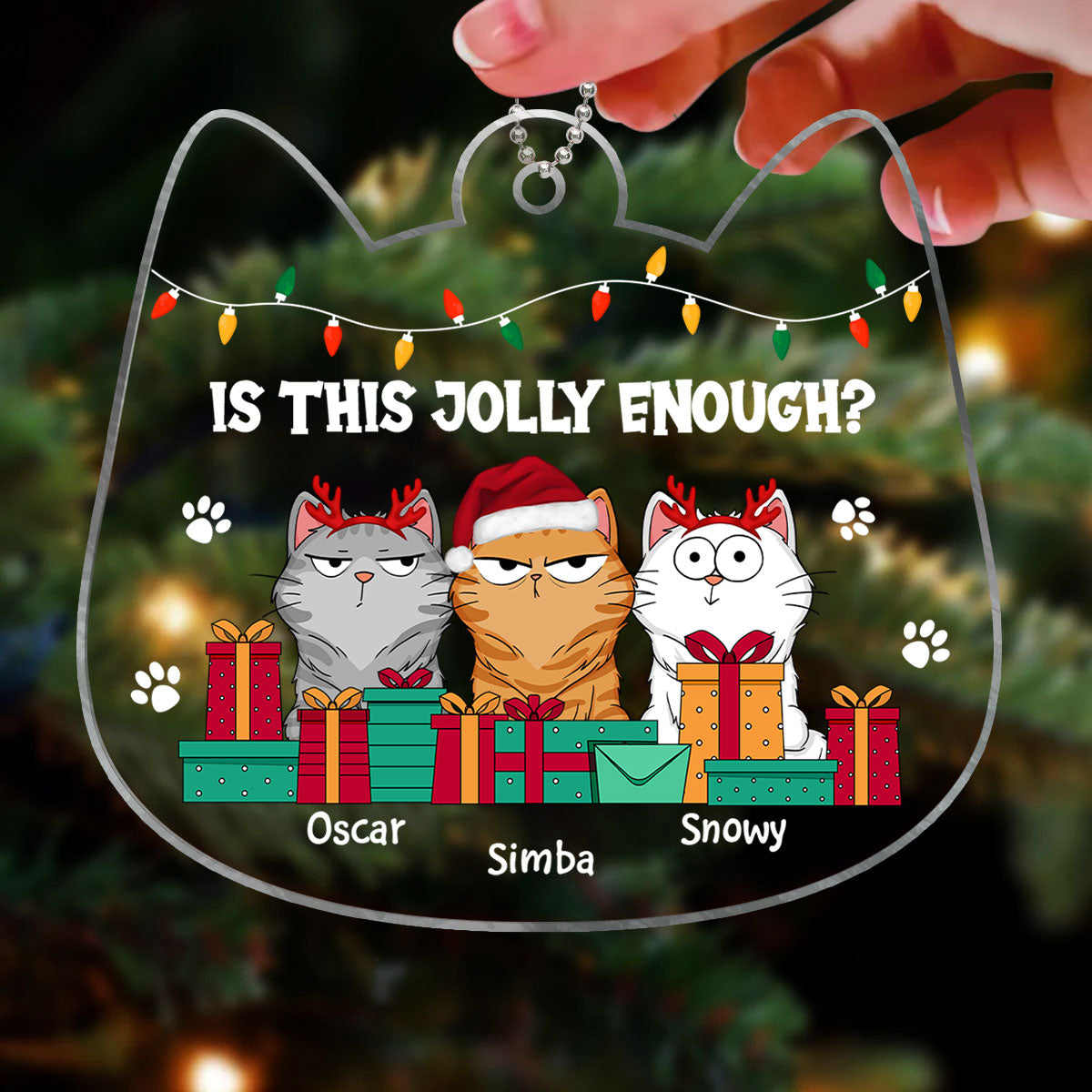 Is This Jolly Enough Cats Funny Expression Personalized Acrylic Ornament