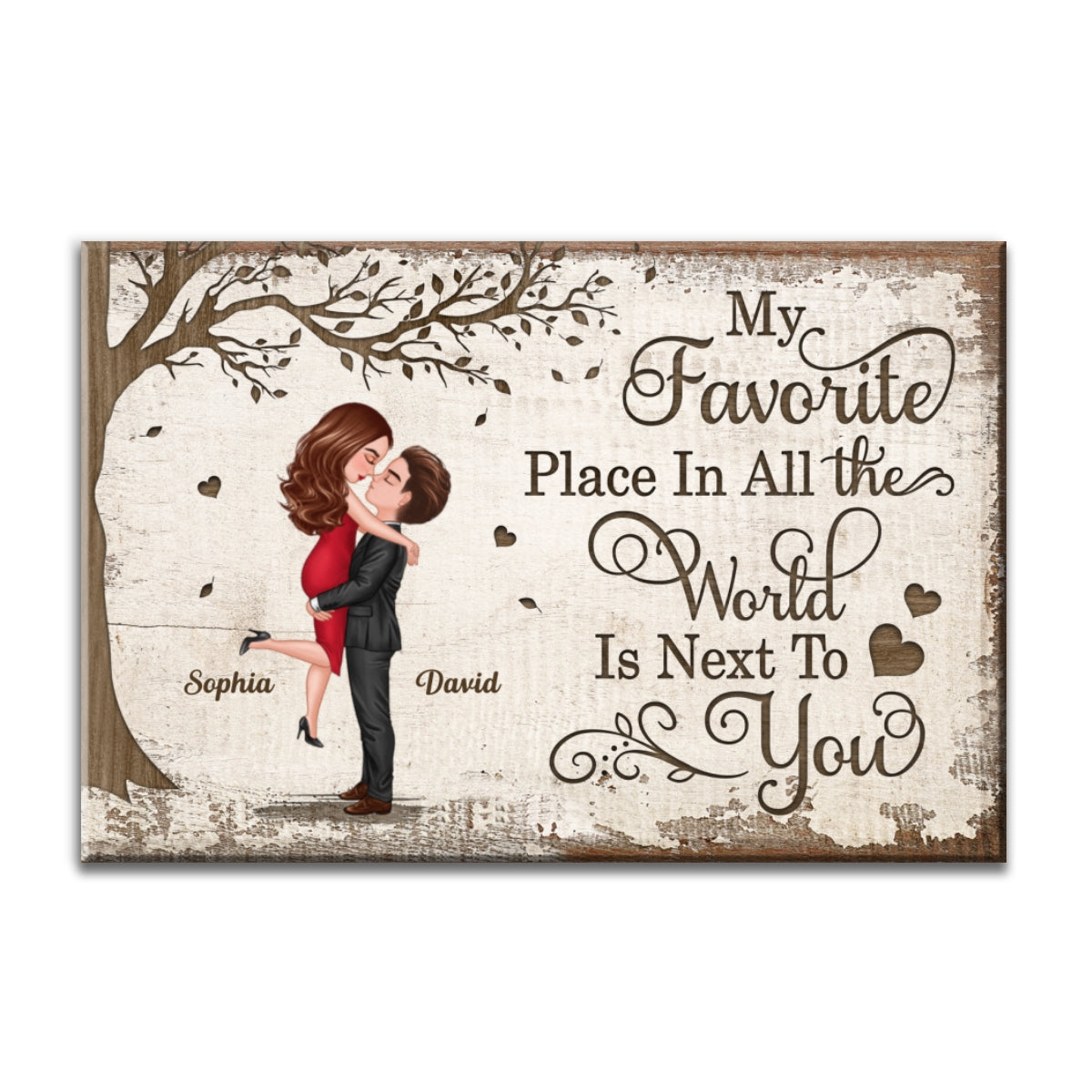 Favorite Place In The World Couple Kissing Personalized Canvas