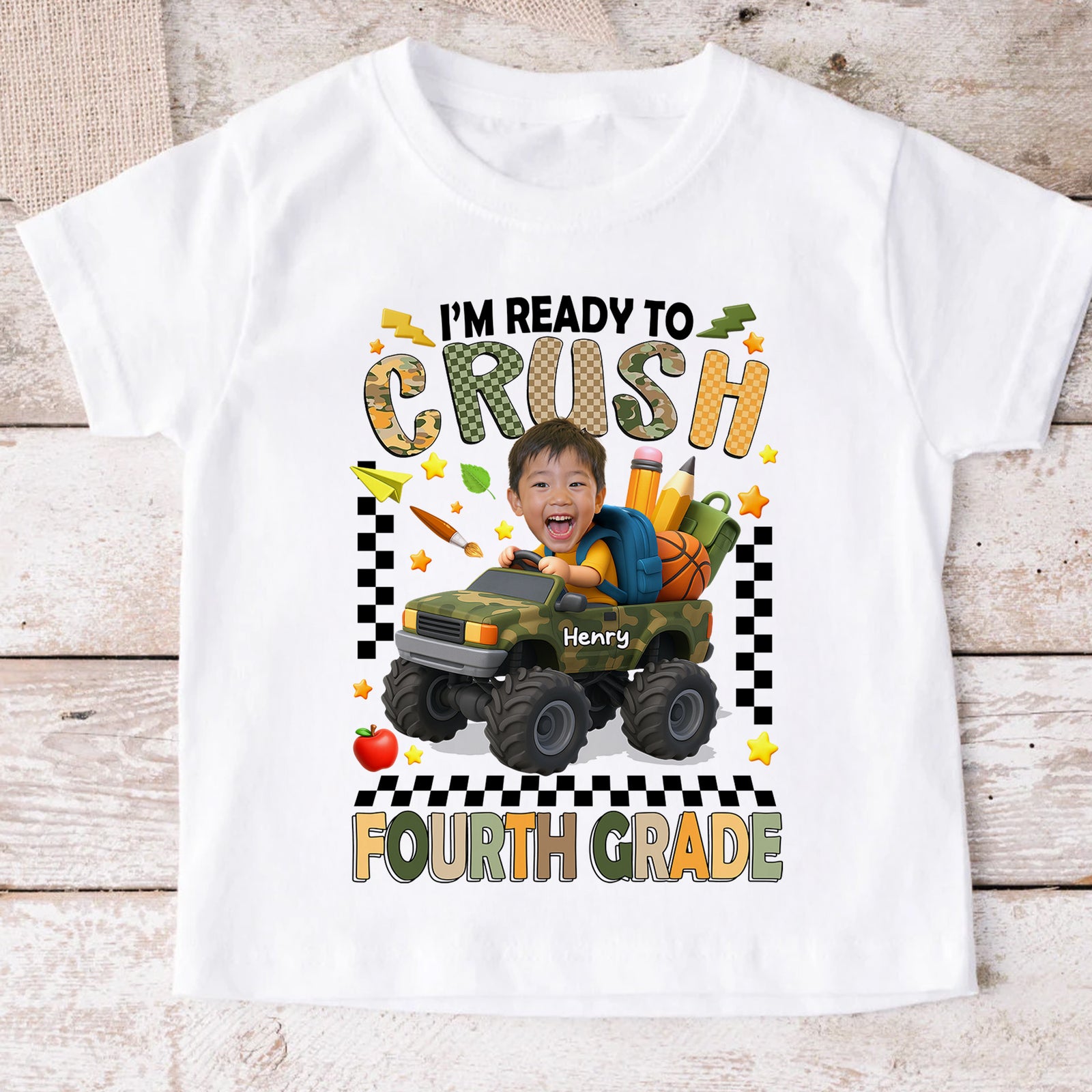 I'm Ready to Crush School Personalized Youth Shirt, Back to School from Pre-K to Fourth Grade for Boys