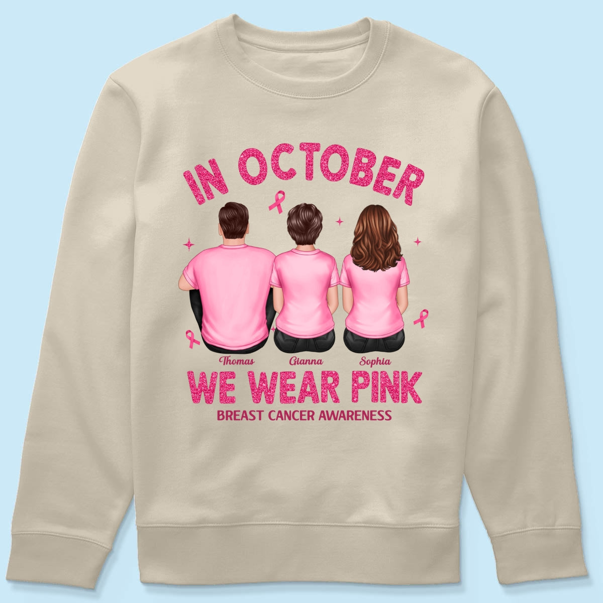 In October We Wear Pink - Personalized Shirt - Breast Cancer Awareness Support