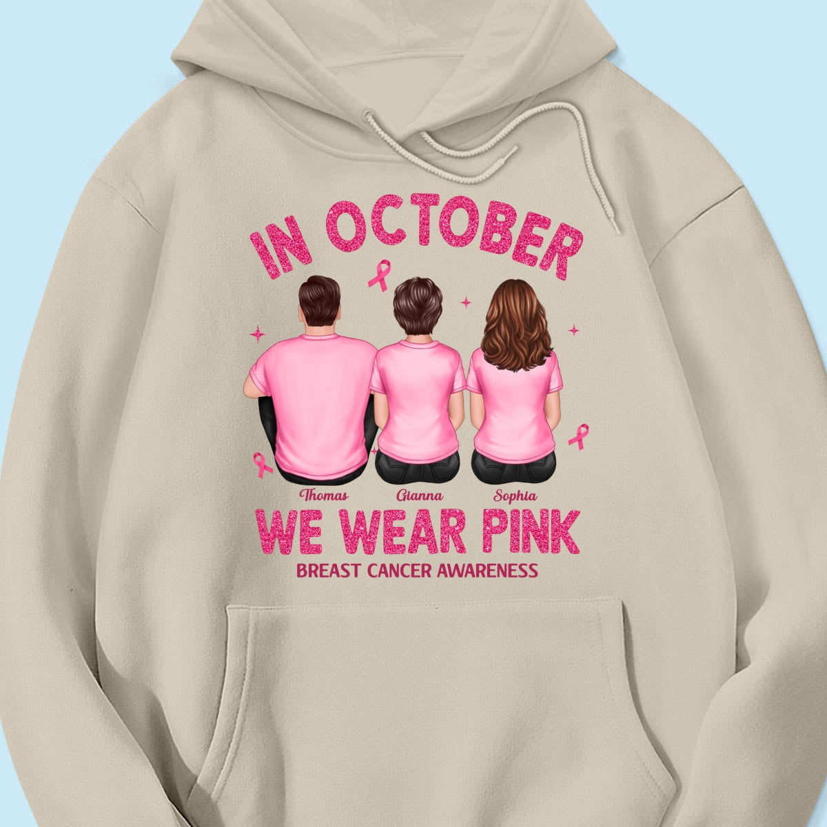 In October We Wear Pink - Personalized Shirt - Breast Cancer Awareness Support