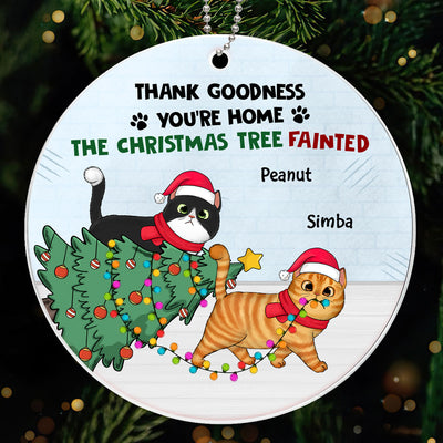 Walking Christmas Cat Christmas Tree Personalized Acrylic Ornament