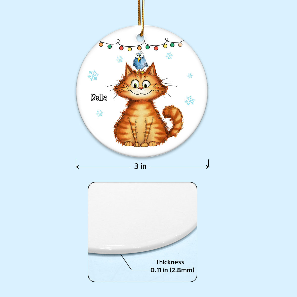 Funny Quirky Cats Personalized Ceramic Ornament, Christmas Gift For Cat Lovers