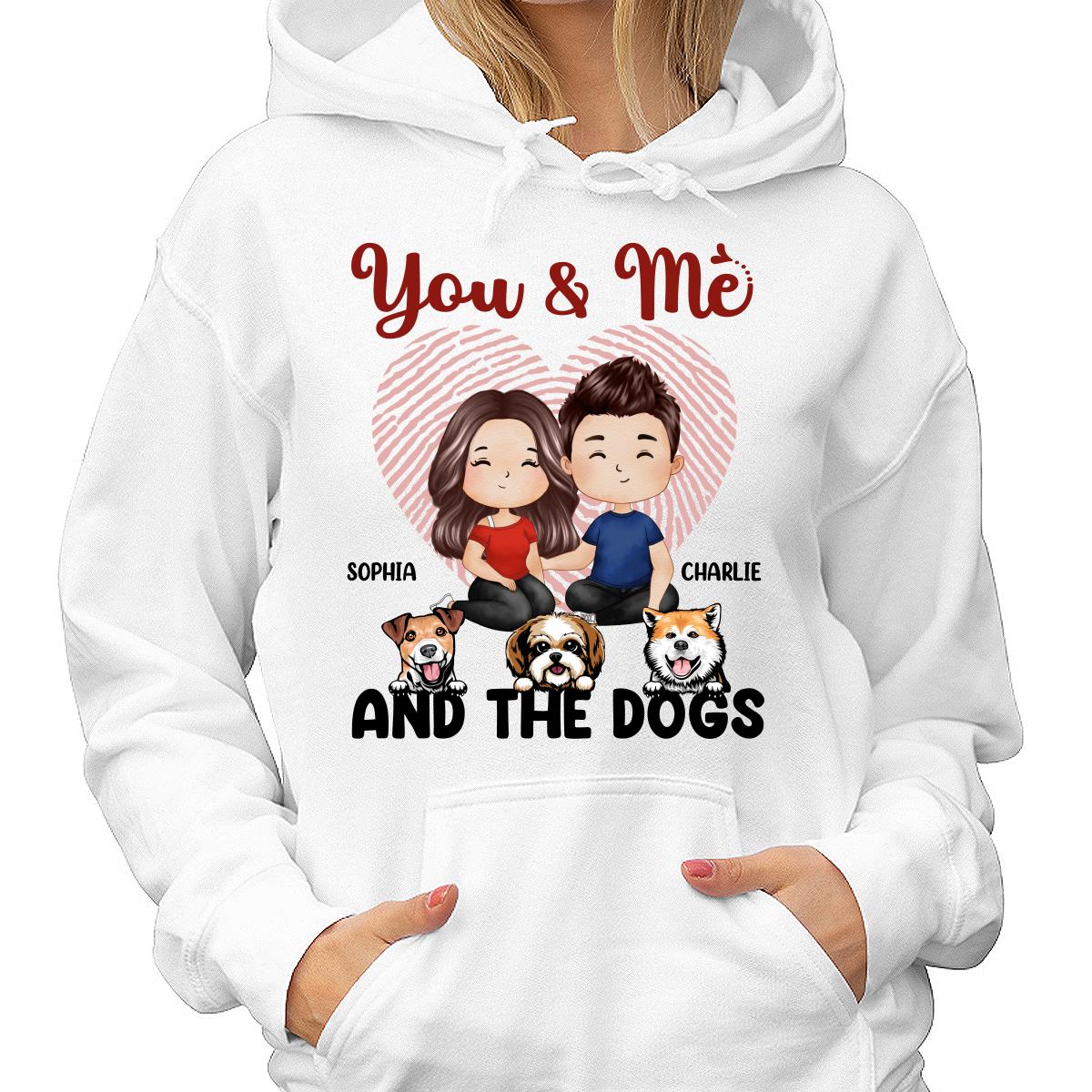 Doll Man Woman Sitting Watercolor Style Couple And Dogs Personalized Shirt