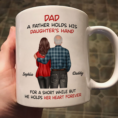 Father Daughter Son Standing Back View Personalized Mug, Father's Day Gift For Dad, Husband, Grandpa