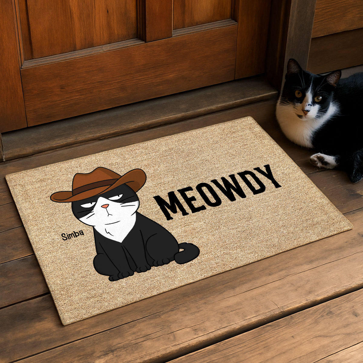 Meowdy Funny Cat Welcome Personalized Doormat