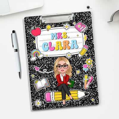 Teacher Composition Book Pattern Personalized Clipboard| Gift For Teacher, Back To School Gift