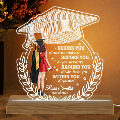 Behind You All Your Memories Graduation Gift Personalized Custom Shape Warm LED Night Light