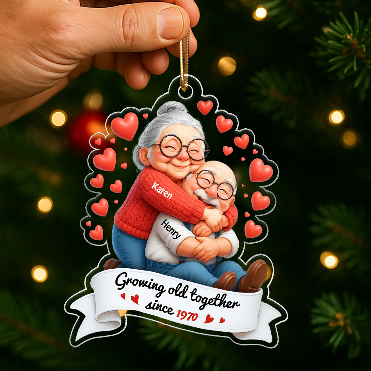 Annoying Each Other Old Couple Personalized Acrylic Ornament - Christmas Gift For Couples, For Wife, For Husband, For Grandparents