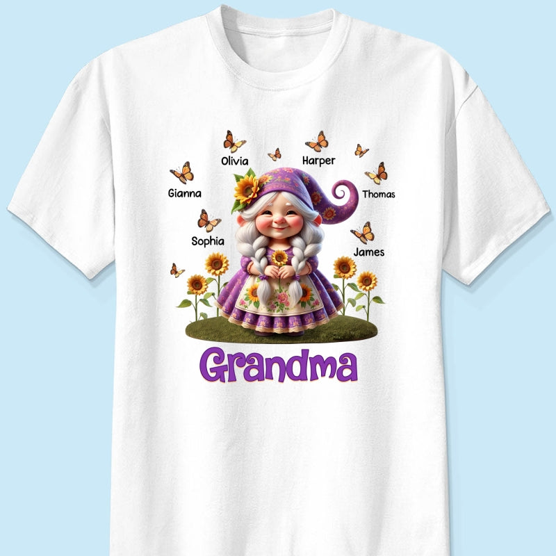 Sunflower Gnome Grandma Personalized Shirt, Gift For Grandma