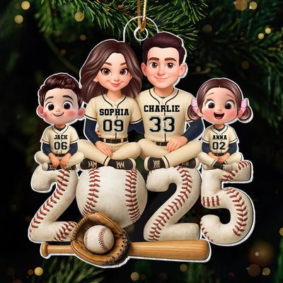 3D Effect Christmas Baseball Team Family - Personalized Acrylic Ornament