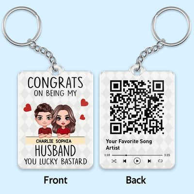 Congrats On Being Couple Doll Favorite Song QR Code Personalized Acrylic Keychain