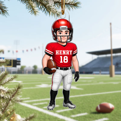 Football Boy 3D Effect - Personalized Acrylic Ornament - Christmas Gift For Teen Boy, Son, Grandson