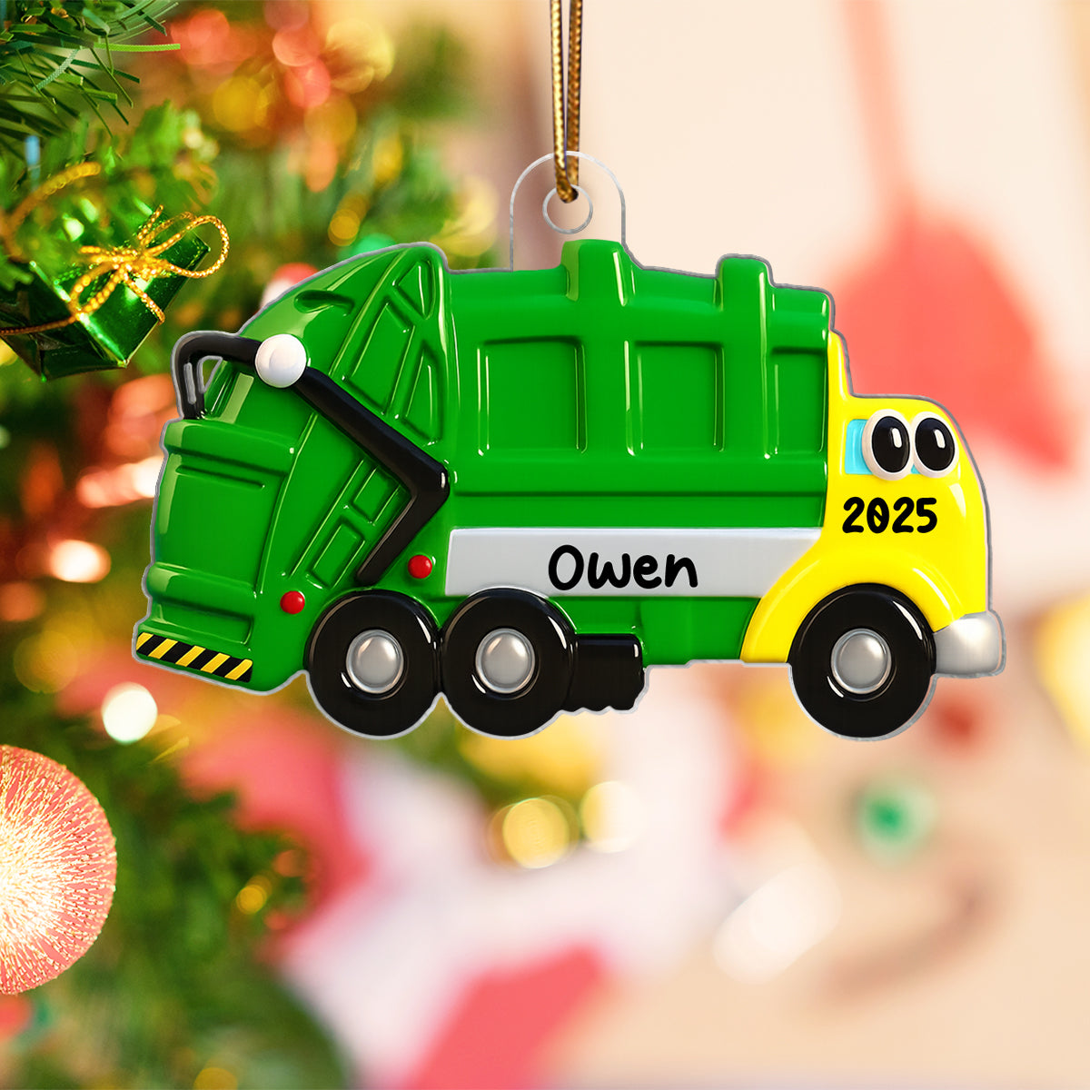 Christmas Truck for Kids Boys Girls, Personalized 3D Effect Acrylic Ornament, Gift for Son, Daughter, Grandson, Granddaughter