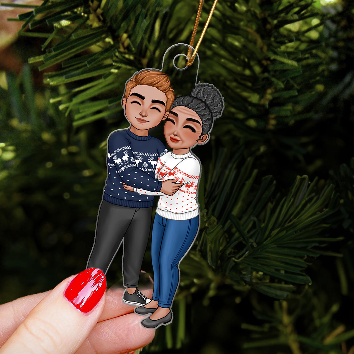 Grandma & Grandkid Hugging Christmas Gift For Teenage Adult Granddaughter Grandson Grandchildren - Personalized Acrylic Ornament - Gift For Teenage Adult Granddaughter Grandson Grandchildren