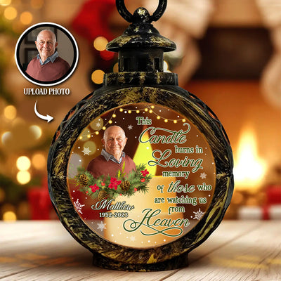 This Candle Burns In Loving Memory Memorial Keepsake Photo Upload Personalized Lantern Ornament