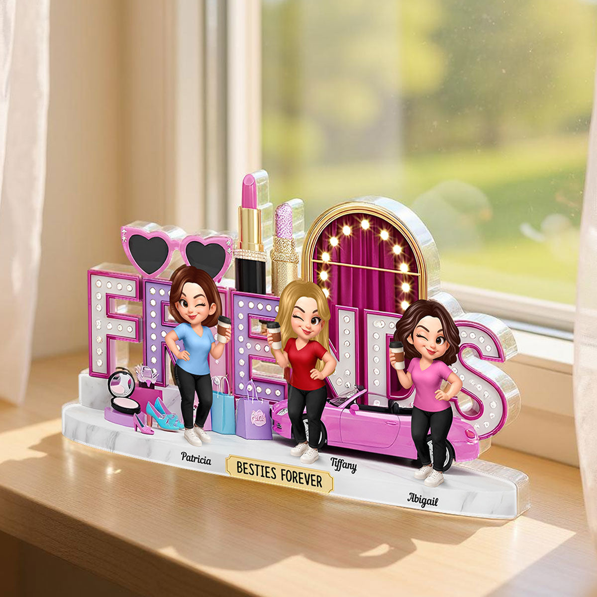 Besties Slaying Life Together 3D Effect Personalized Acrylic Block