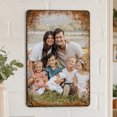Custom Family Picture Portrait - Personalized Metal Sign - Rusty Vintage Wall Art Hanging Decor, Wedding Anniversary Gift for Him, Gift for Her