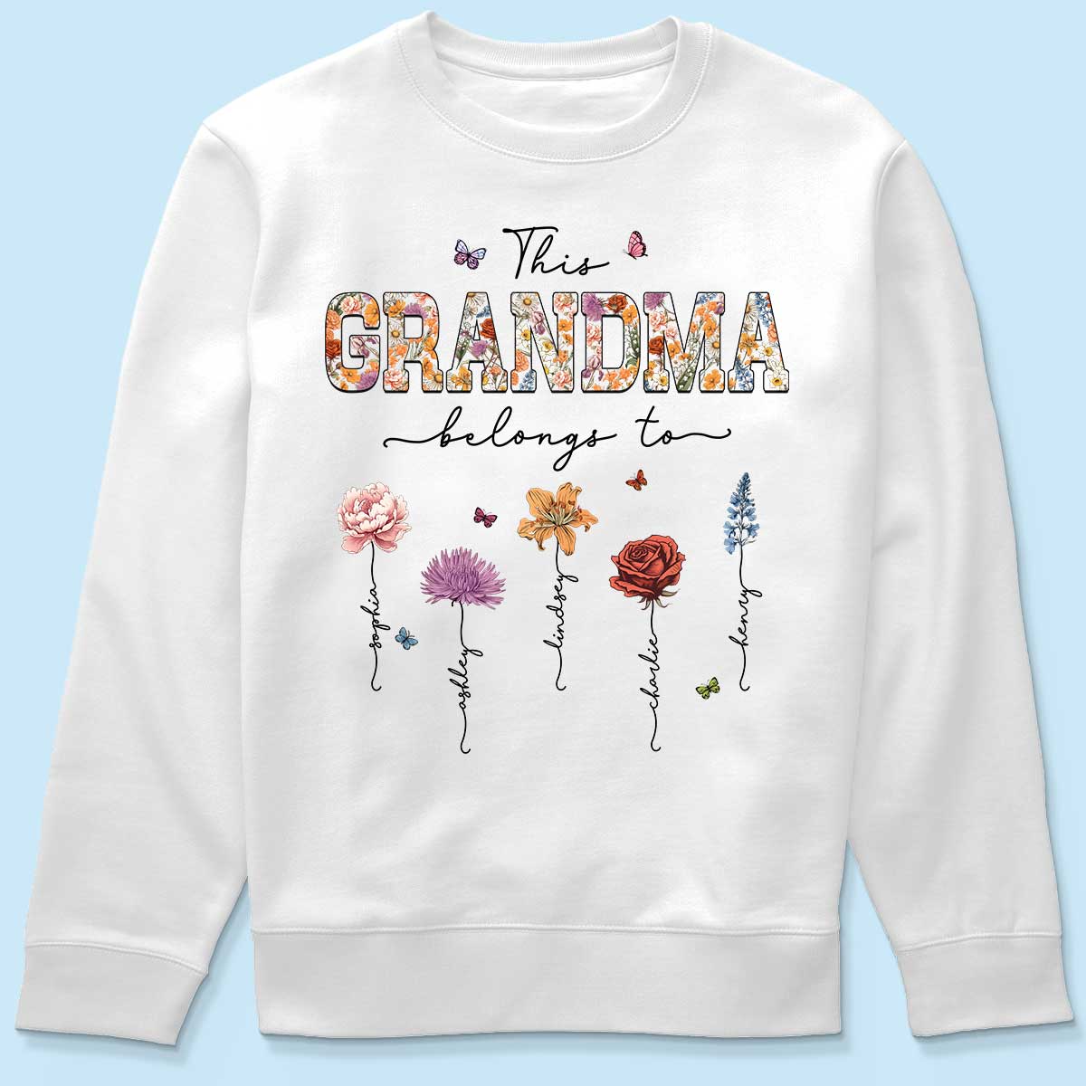 This Grandma Belongs To Vintage Birth Month Flowers Personalized Shirt
