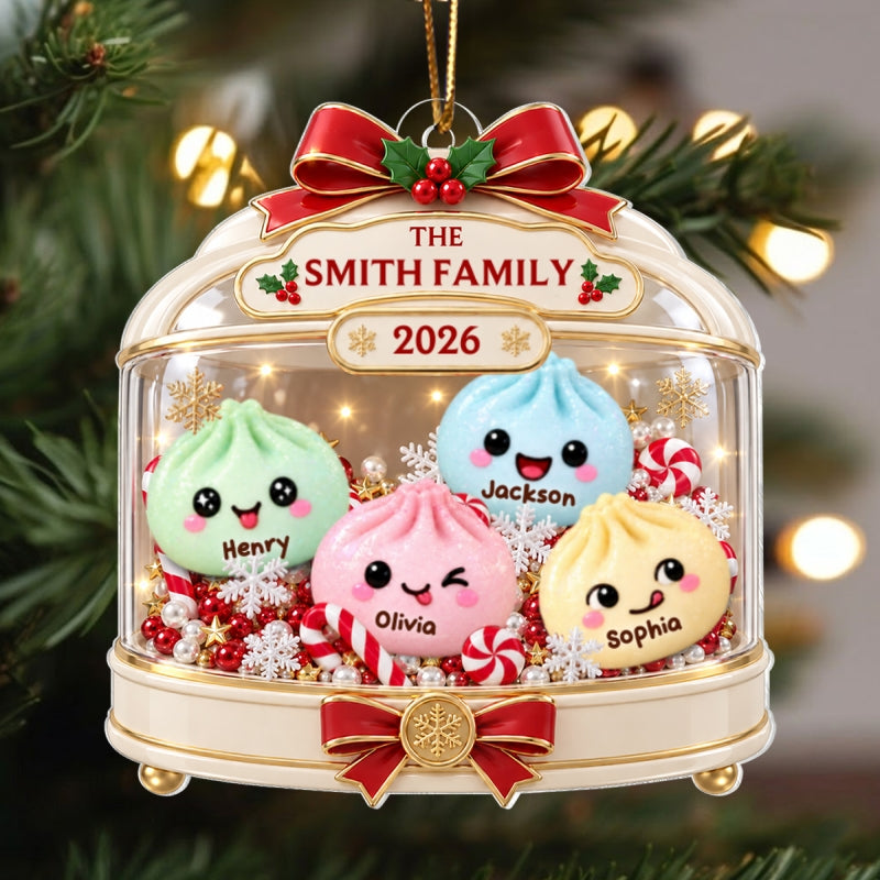 Squishy Glitter Dumpling Family Name - Personalized Acrylic Ornament - Custom Family Ornament, Kids Christmas Gift