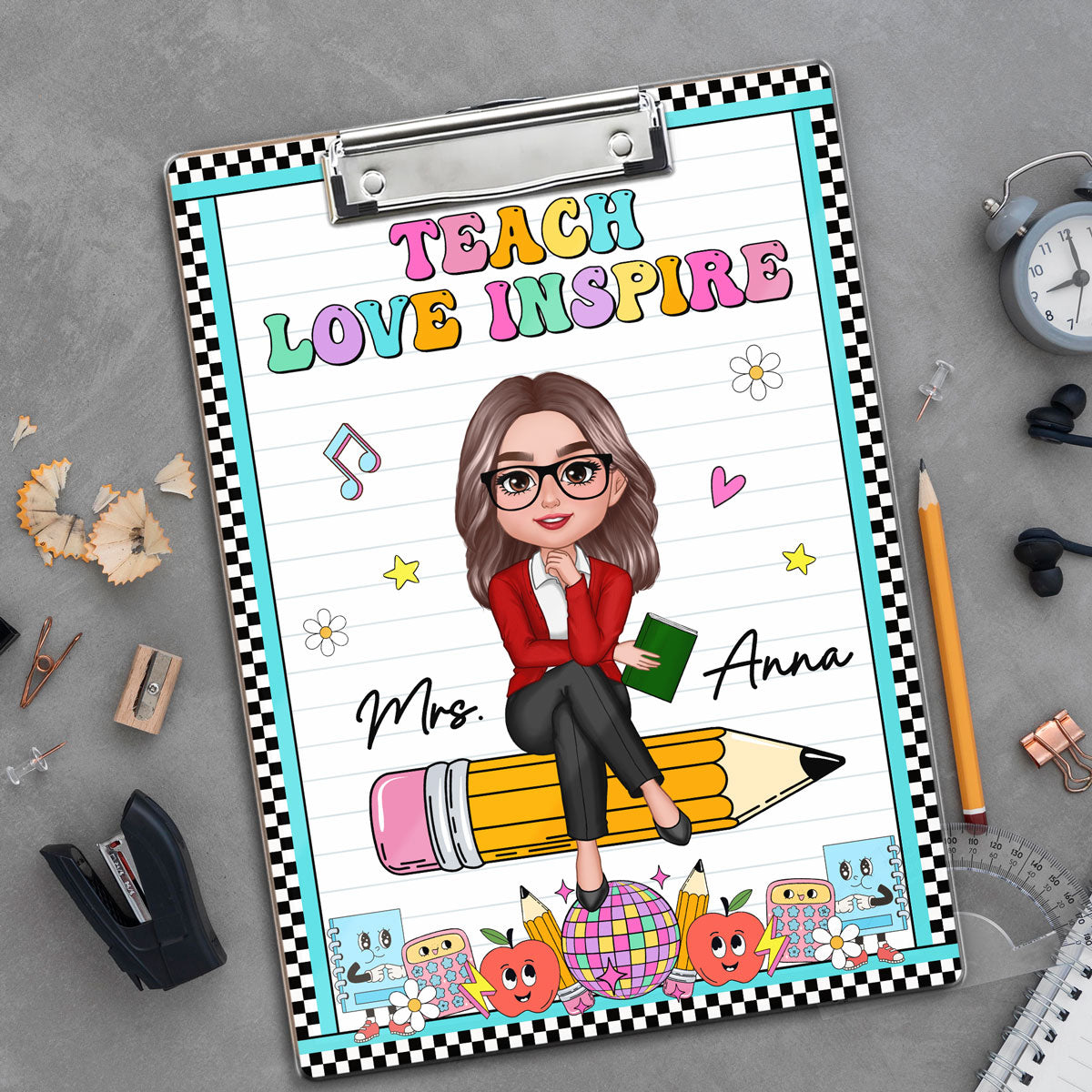 Groovy Teacher Personalized Clipboard, Appreciation Gift