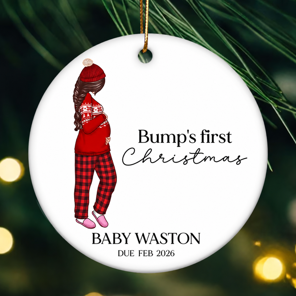 Pregnant Mom Baby Bump's First 2026 Ornament, - Personalized Ornament