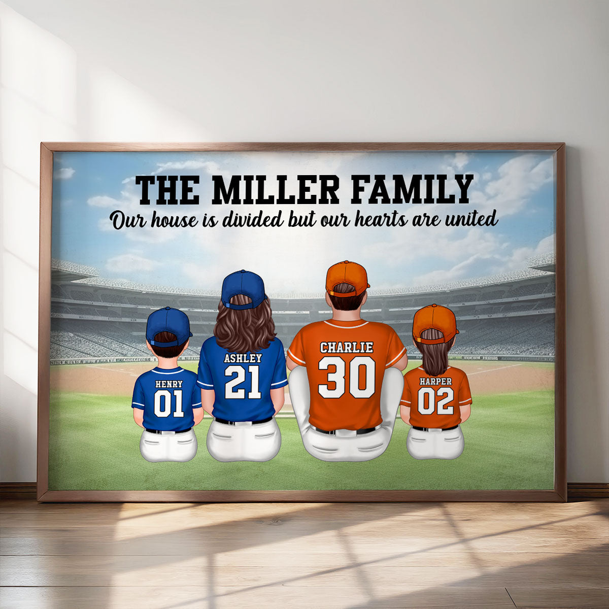 Home Sweet Rivalry House Divided Hearts United Baseball Family Decor Personalized Poster