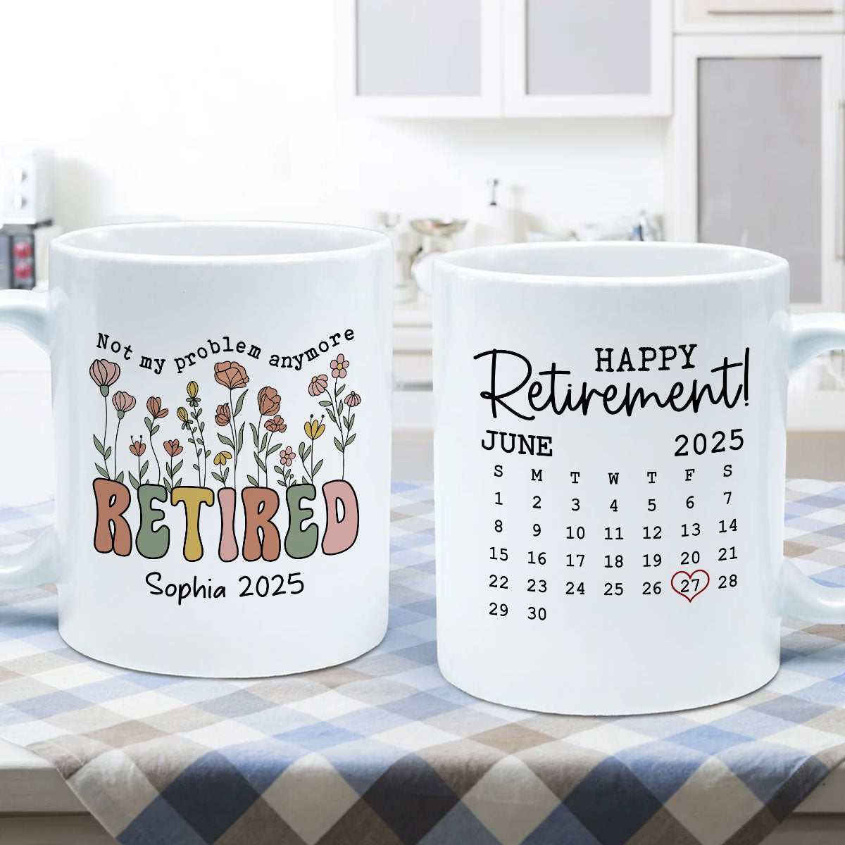 Not My Problem Anymore Retirement Gift Calendar Keepsake Personalized Mug, Farewell Good Luck Gift Coworker, Teacher, Nurse