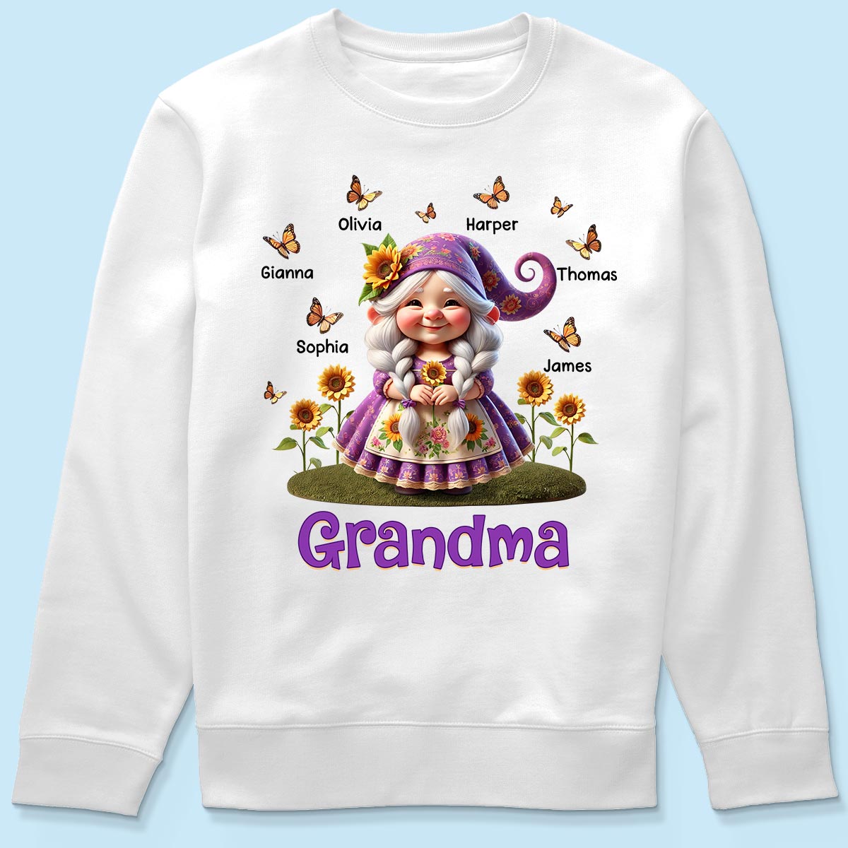 Sunflower Gnome Grandma Personalized Shirt, Gift For Grandma