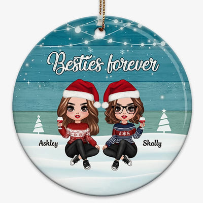 Blue Palette Doll Besties In Snow Personalized Circle Ornament