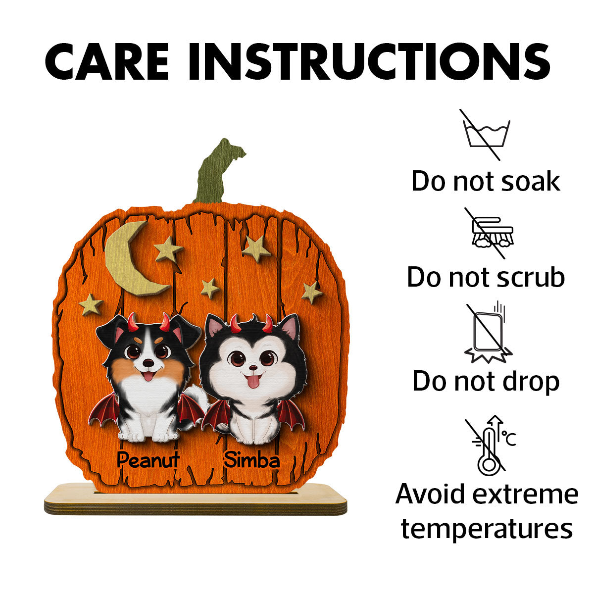 Halloween Dog Pumpkin Shaped Personalized 2-Layer Standing Wooden Plaque