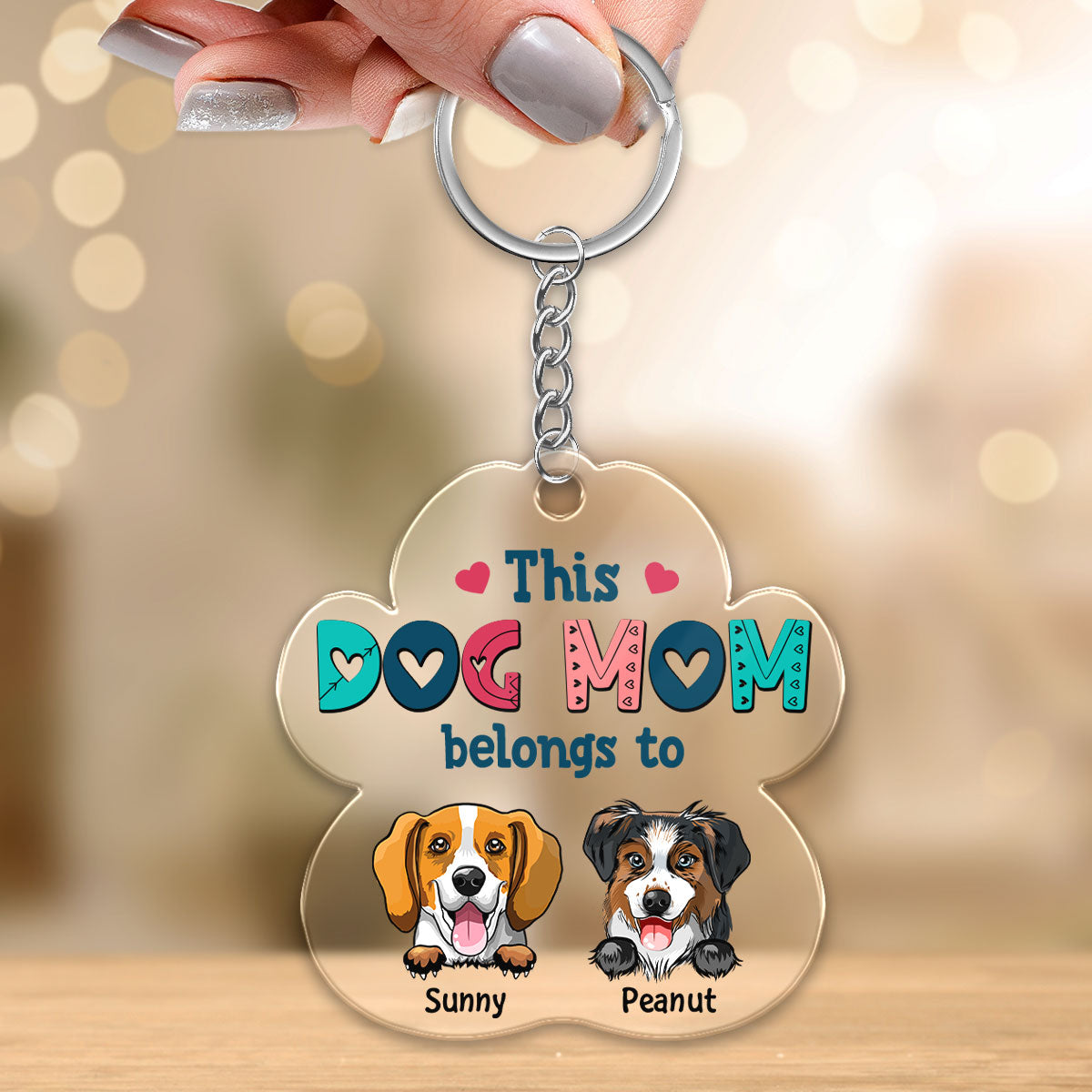 This Dog Mom Belongs To Peeking Dogs Personalized Acrylic Keychain