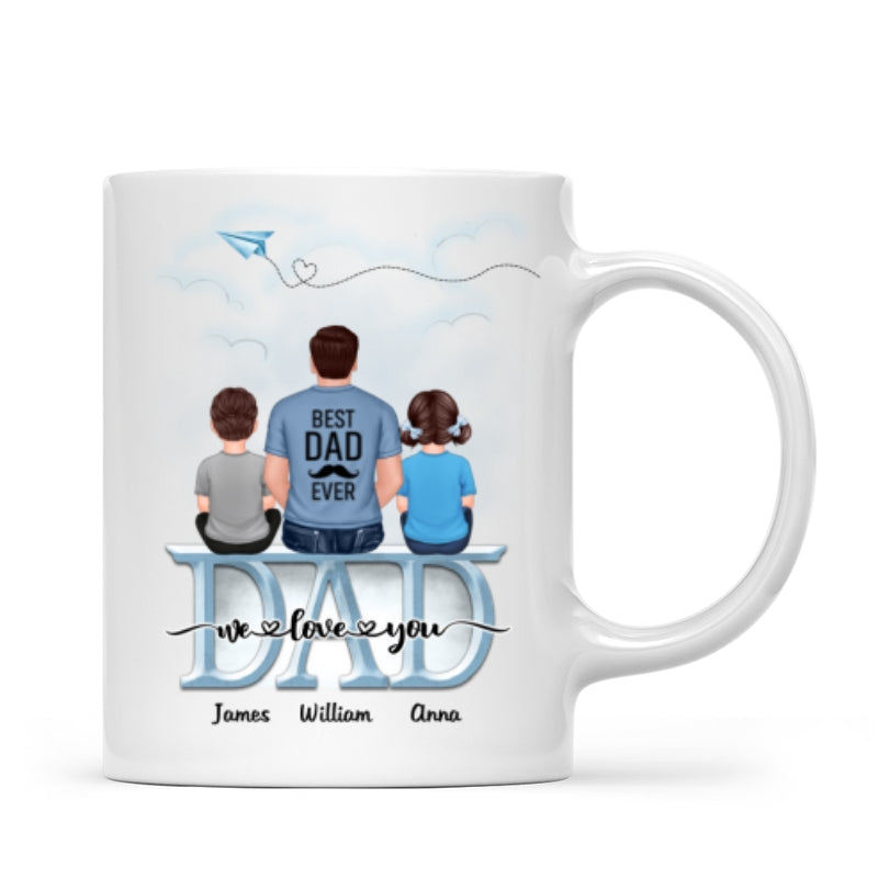 Dad Grandpa And Kids On Text Personalized Mug, Father's Day Gift For Dad, Grandpa, Husband