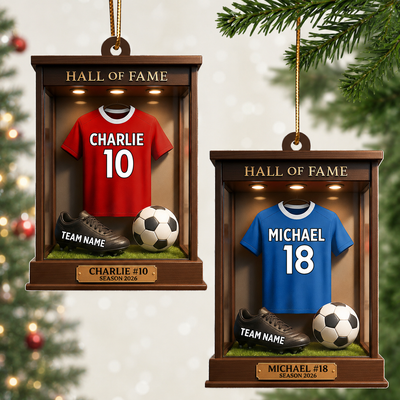 Soccer Jersey Hall of Fame - Personalized Acrylic Ornament - Christmas Gift for Sons, Grandsons, Boyfriends