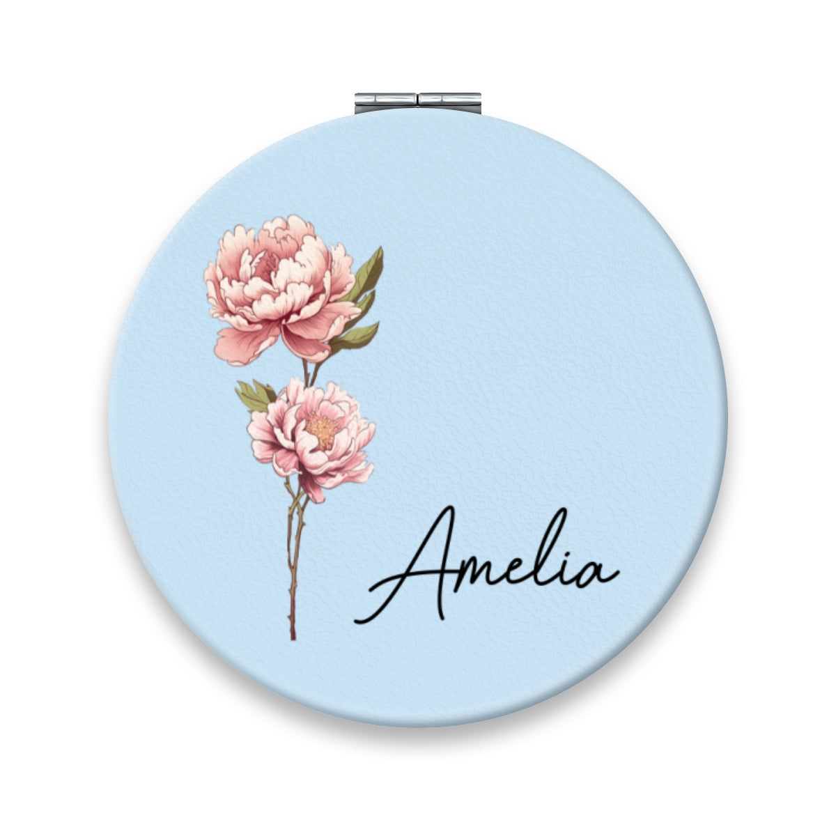 Beautiful Birth Month Flower Personalized Circle Compact Mirror, Birthday Gift