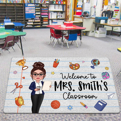 Teacher Notebook Pattern And Things Welcome To Classroom Personalized Doormat