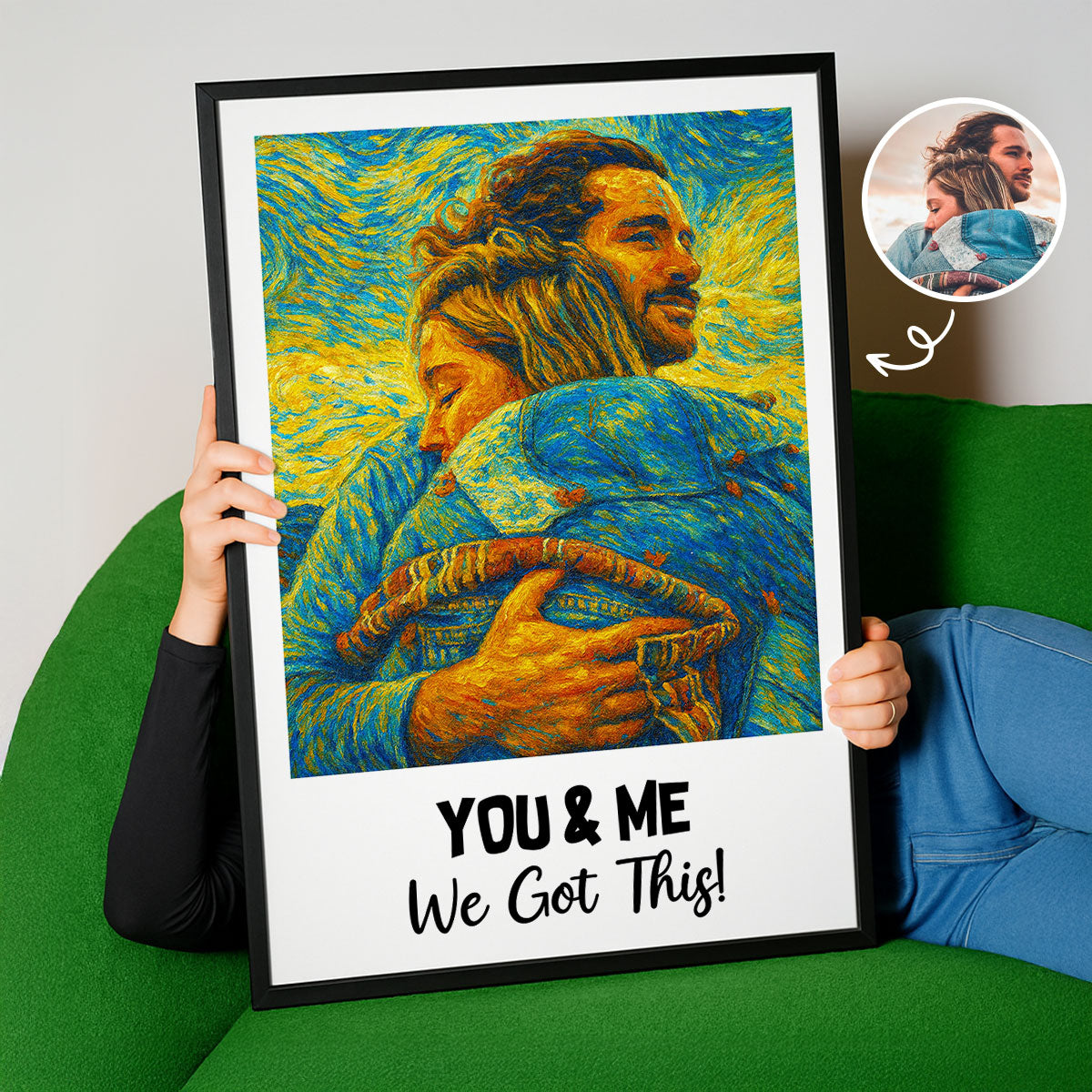 Custom Couple Art Print Personalized Photo Upload Poster, Gift for Couples, Best Friends, Family